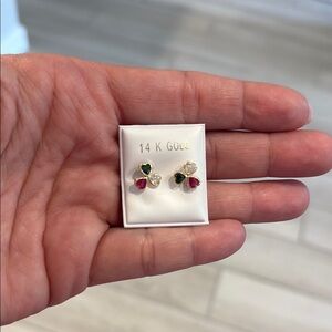 14K Gold Heart Stud Earrings